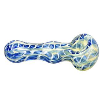 Fumed Latticino Spoon Pipe