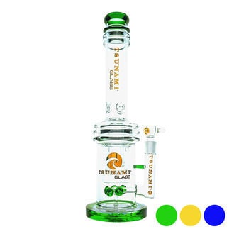 Button Double Honeycomb Perc Bong 16'' (Tsunami Glass)