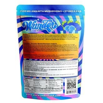 Amanita Muscaria Mushrooms + Kava Gummies 2,500 mg - Blue Razz Flavor (Wunder)