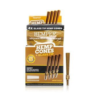 Hemp Cones 1¼ + Glass Tip 4PK (Hemper)