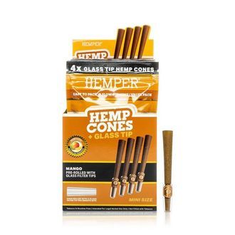 Hemp Cones 1¼ + Glass Tip 4PK (Hemper)
