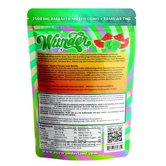 Amanita Muscaria 500 mg + 10 mg D9 Mushroom Gummies - Watermelon Flavor (Wunder)