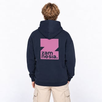 Hoodie navy - pink logo Zamnesia