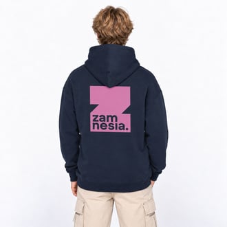 Hoodie navy - pink logo Zamnesia