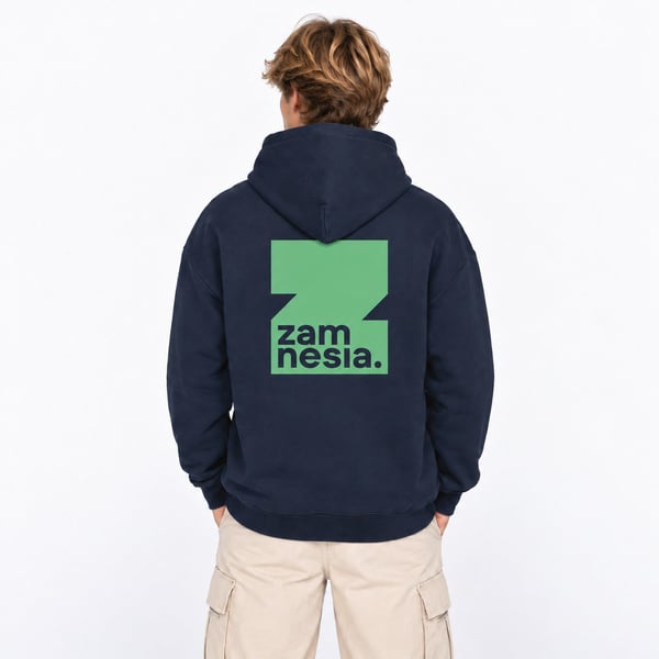 Hoodie navy - green logo Zamnesia