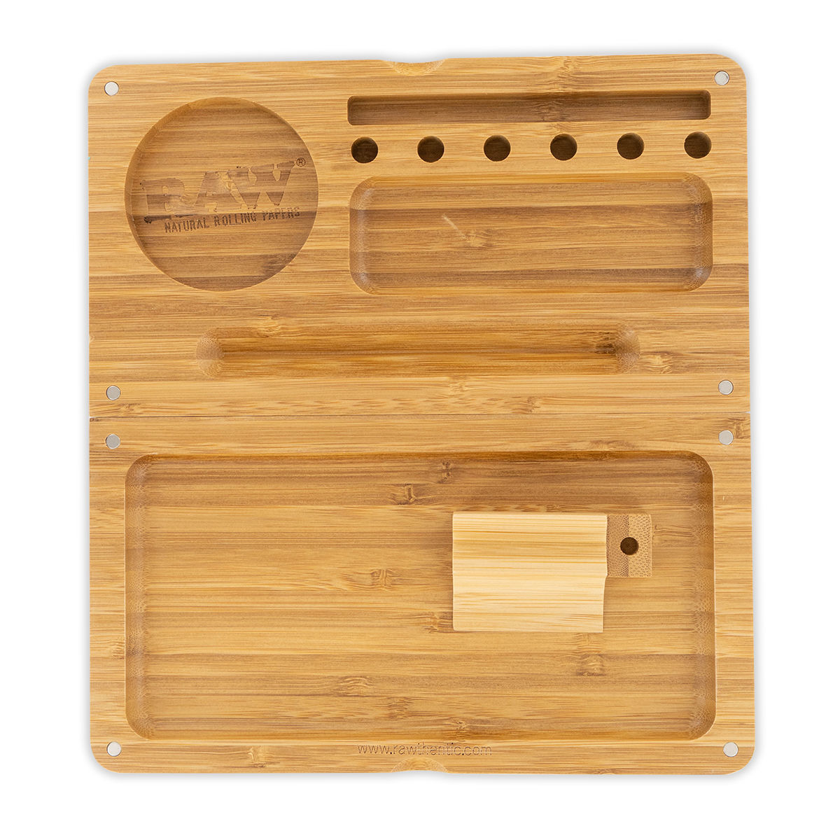1 RAW MAGNETIC BAMBOO TRAY 1 RAW GRINDER SMOKING SET