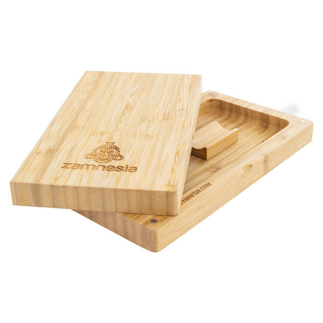 Large Bamboo Wooden Stash Box with Rolling Tray Weed Tray Kit