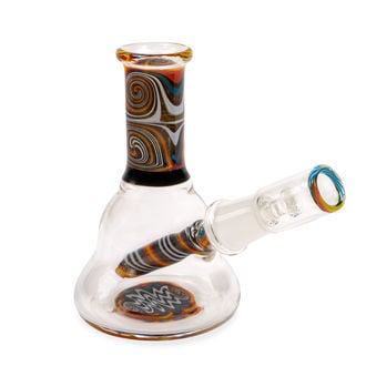 Mini Oil Bong Orange Swirl (Black Leaf)