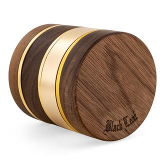 Gold Aluminium Wooden Grinder (Black Leaf)