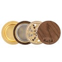 Gold Aluminium Wooden Grinder (Black Leaf)