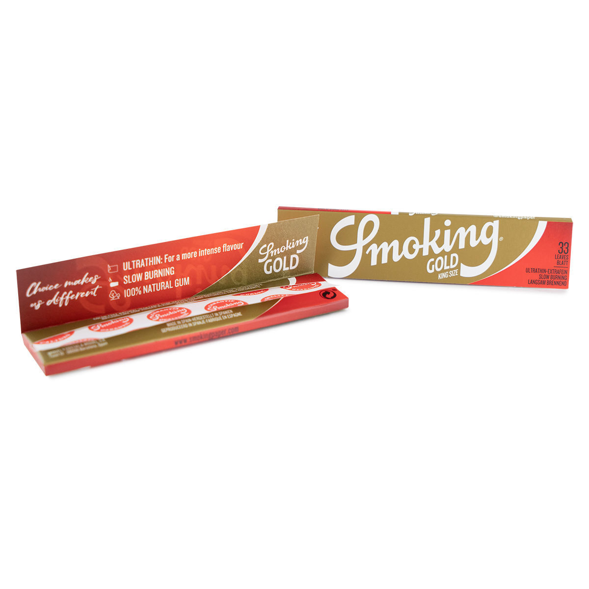 100 x 33 Blättchen Long Papers Original 2 Boxen Smoking® GOLD King Size Papers 
