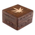 Wooden Stashbox with Leaf