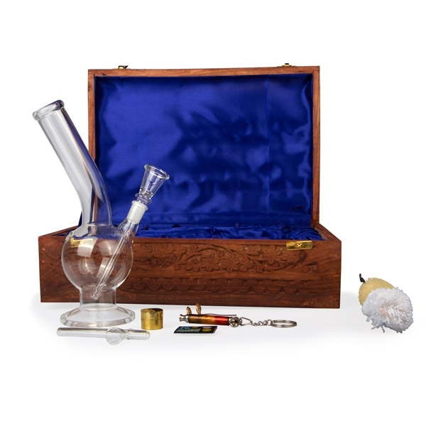 Glass Bong + Acces. Deluxe in Wooden Case Zamnesia
