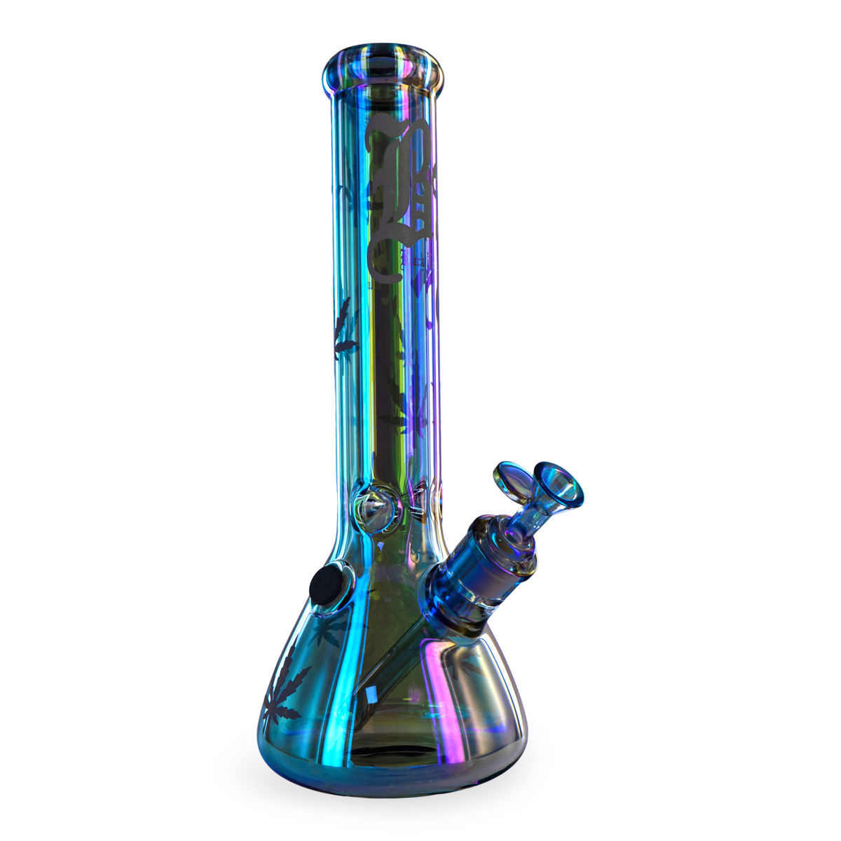 thumbnail image 2 of 12" Thick Iridescent Beaker Glass Water Bong – Handmade In USA, Heavy Glass 2 of 4