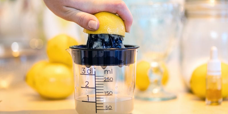 Der Prozess Beginnt Mit Dem Entsaften Der Zitronen