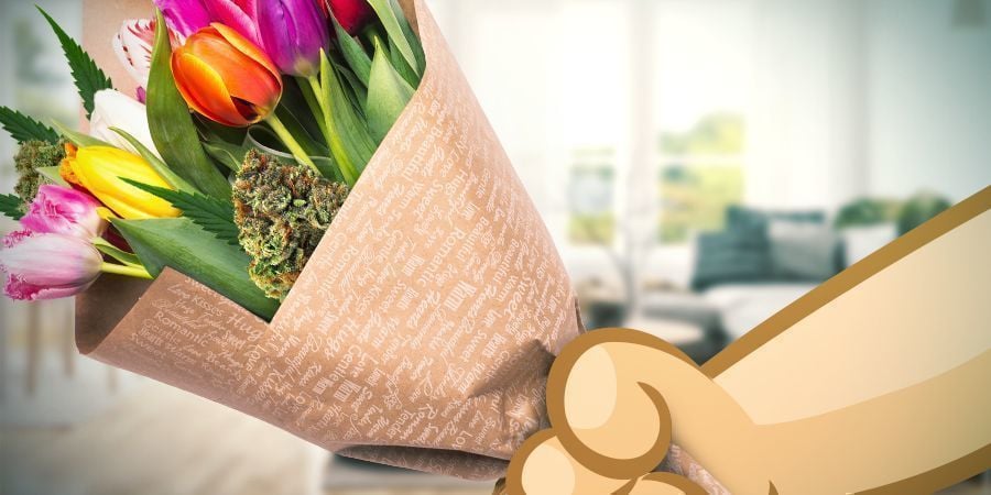 Valentistag Cannabisblütenstrauß