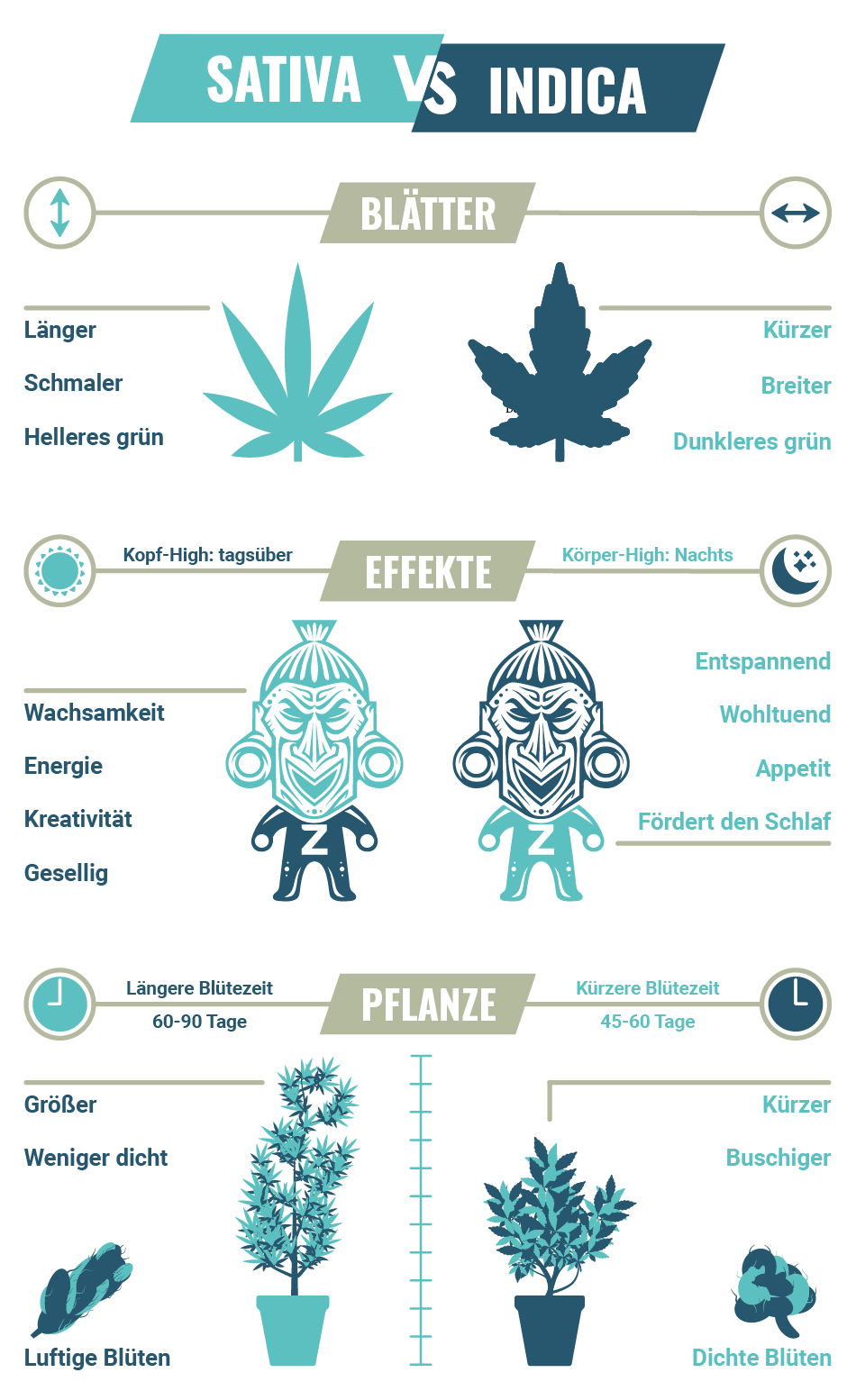 Sativa vs. Indica Wirkungen Zamnesia