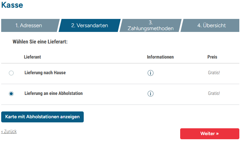 Zustelloption “Paket abholen”