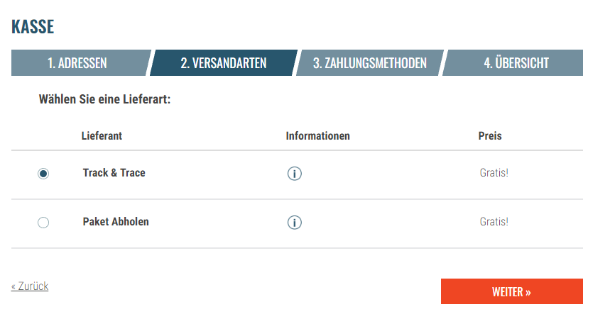 Zustelloption “Paket abholen” Zustelloption “Paket abholen”