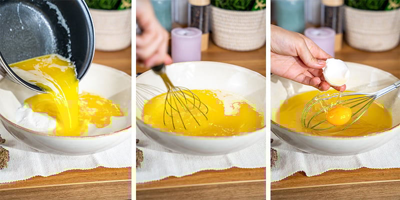Verrühre in einer großen Schüssel die geschmolzene Cannabutter mit dem Zucker, bis sie gut vermengt sind.