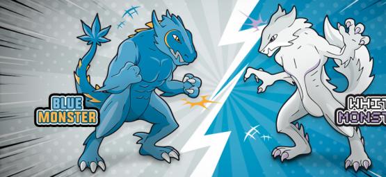 Blue Monster vs. White Monster: der Kampf des Jahrhunderts