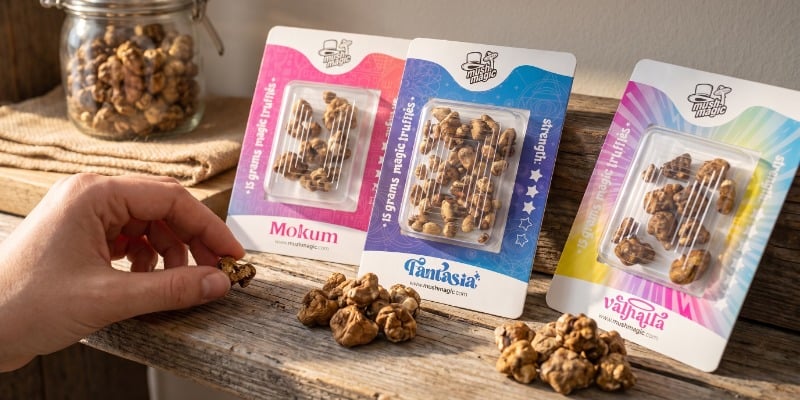 Our magic truffle varieties, from mildest to strongest Our magic truffle varieties, from mildest to strongest