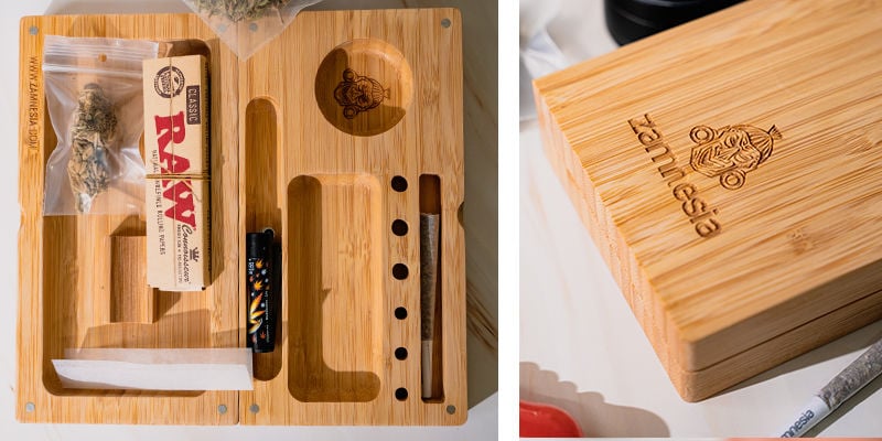 Bamboo Rolling Stash Tray (Zamnesia)