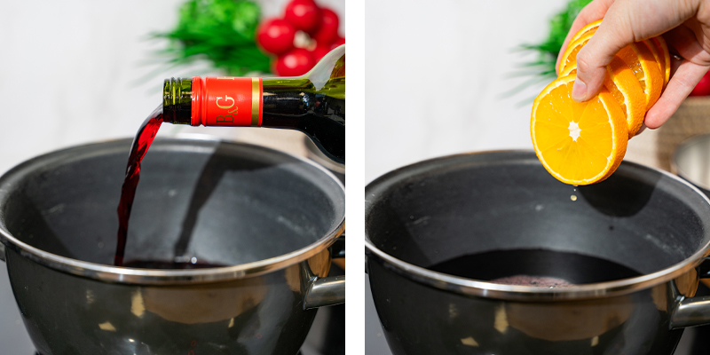 Ersez Votre Vin Dans Une Grande Casserole Avec Toutes Les Épices, Le Cannabis Et Les Tranches D’Orange