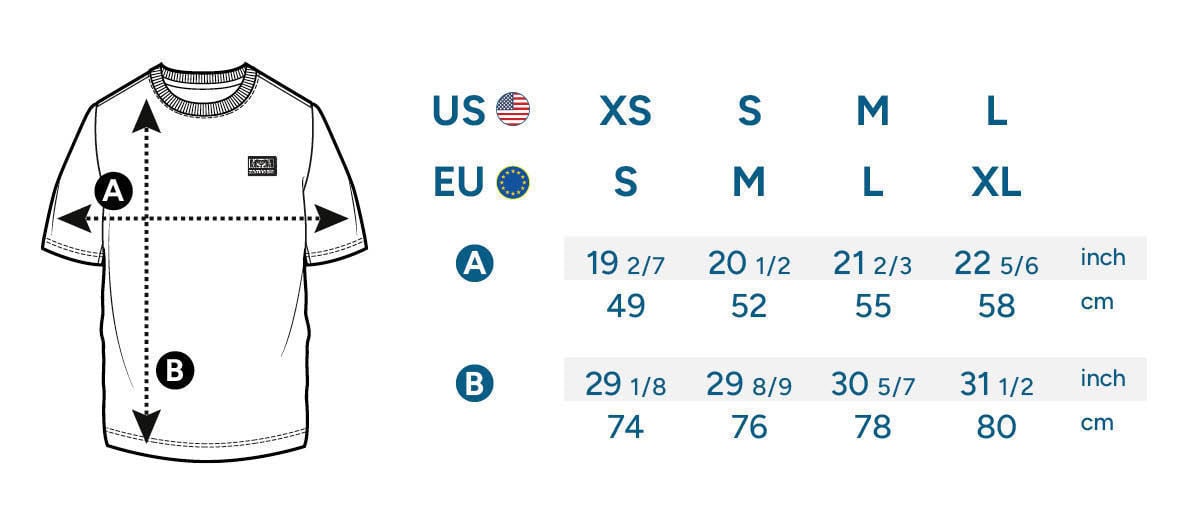 Zamnesia Icon Graphic T-Shirt Size table
