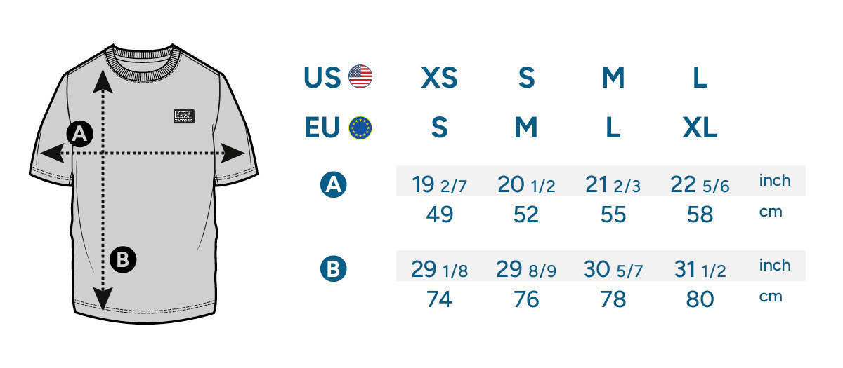Zamnesia Icon Graphic T-Shirt Size table
