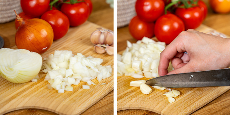 Chop The Onions, Garlic, And Tomatoes (If You’re Using Fresh Ones). Leave Them Aside Chop The Onions, Garlic, And Tomatoes (If You’re Using Fresh Ones). Leave Them Aside
